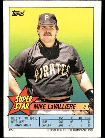 1989 Topps Super Star Sticker Mike LaValliere Baseball Card #56