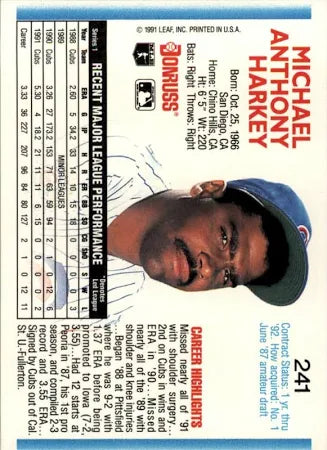 1992 Donruss Michael Anthony Harkey Baseball Card #241