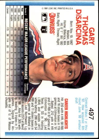 1992 Donruss Gary Thomas DiSarcina Baseball Card #497