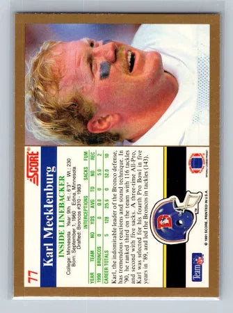 1991 Score Karl Mecklenburg Football Card #77