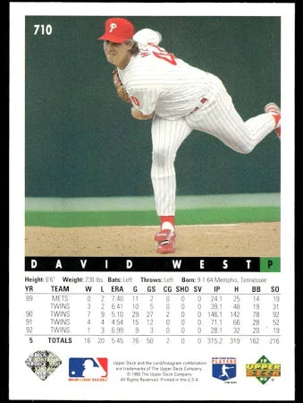 1993 Upper Deck David West Baseball Card #710