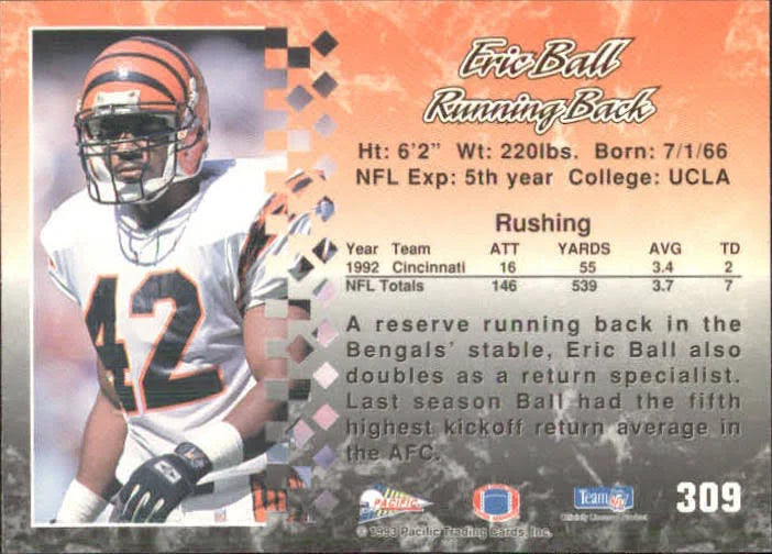 1993 Pacific Eric Ball Football Card #309