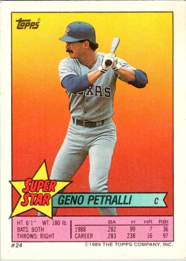 1989 Topps Super Star Geno Petralli Baseball Card #24