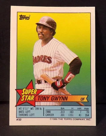 1989 Topps Super Star Sticker Tony Gwynn Baseball Card #50