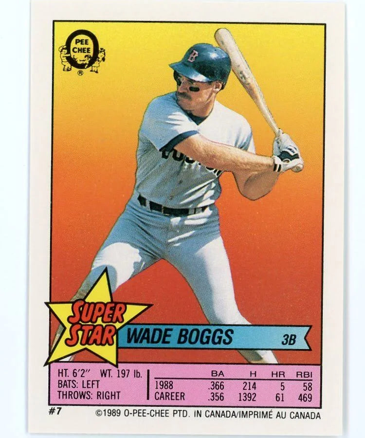 1989 Topps Super Star Wade Boggs Baseball Card #7
