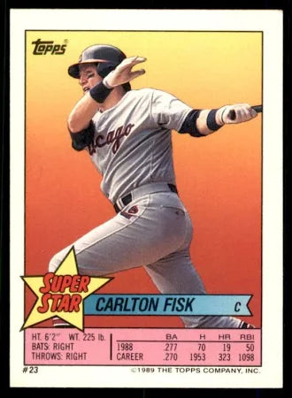 1989 Topps Super Star Sticker Carlton Fisk Baseball Card #23