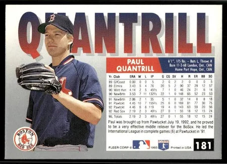 1993 Fleer Paul Quantrill Baseball Card #181