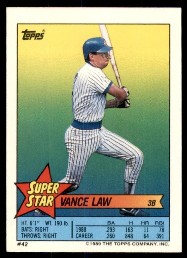 1989 Topps Super Star Stickers Vance Law Baseball Card #42