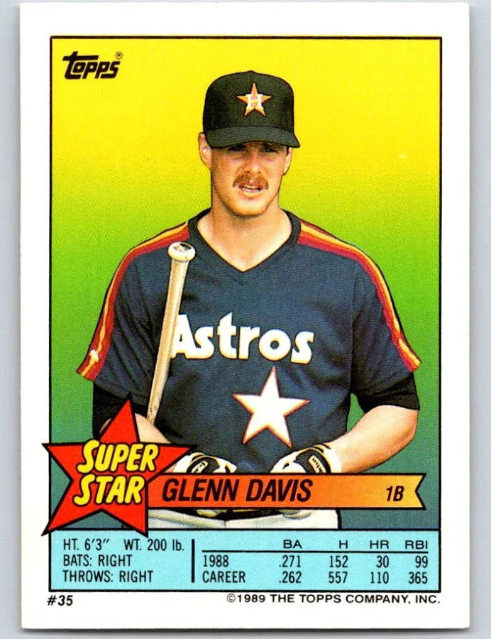 1989 Topps Super Star Sticker Glen Davis Baseball Card #35