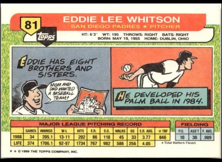 1989 Topps Eddie Lee Whitson Baseball Card #81