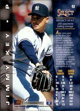 1994 Score Select Jimmy Key Baseball Card #43