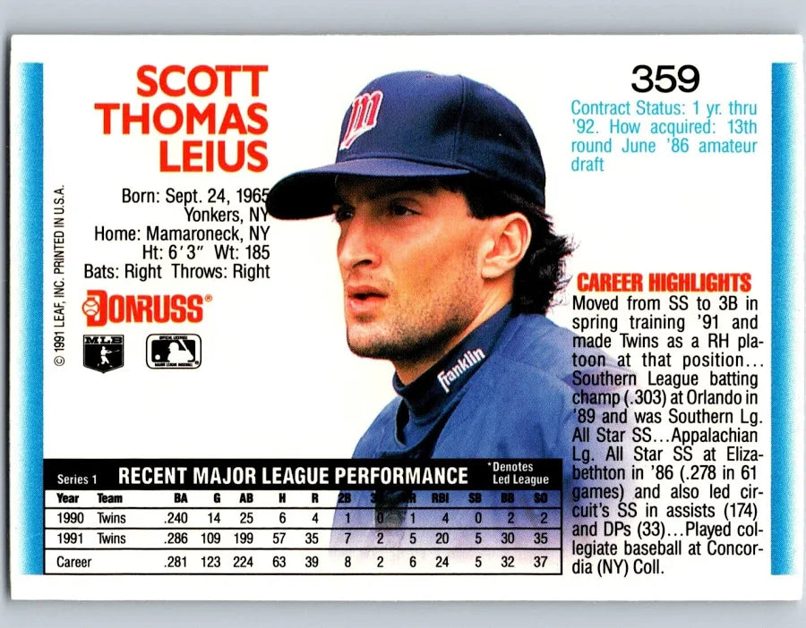 1992 Donruss Scott Thomas Leius Baseball Card #359