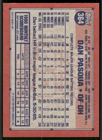 1991 Topps Dan Pasqua Baseball Card #364