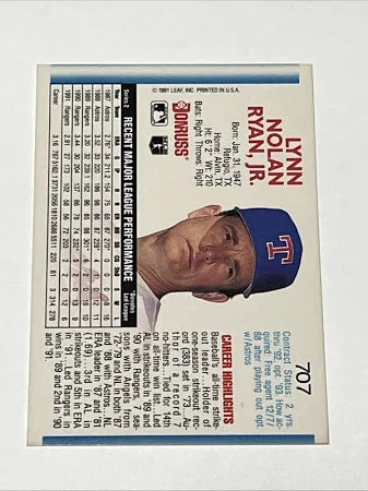 1992 Donruss Lynn Nolan Ryan Jr. Baseball Card #707