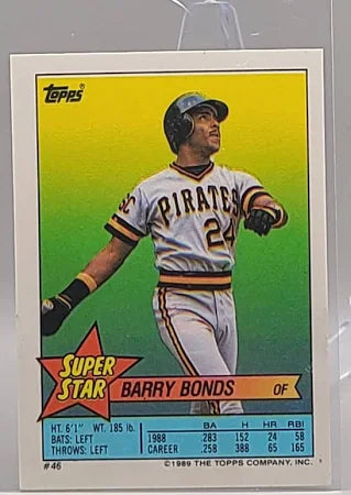 1989 Topps Super Star Sticker Barry Bonds Baseball Card #46