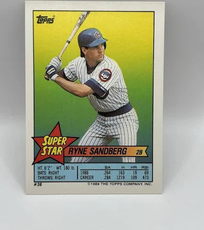1989 Topps Super Star Sticker Ryne Sandberg Baseball Card #38