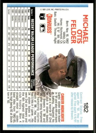 1992 Donruss Michael Otis Felder Baseball Card #182