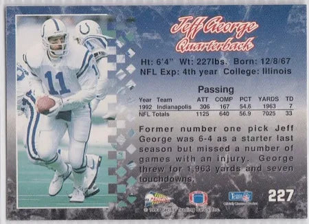1993 Pacific Jeff George Football Card #227