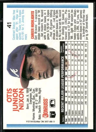 1992 Donruss Otis Junior Nixon Baseball Card #41