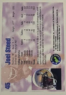 1992 Classic Draft Picks Joel Steed Football Card #45