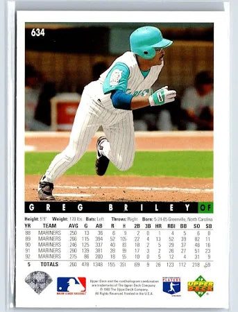 1993 Upper Deck Greg Briley Baseball Card #634