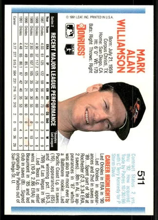 1992 Donruss Mark Alan Williamson Baseball Card #511