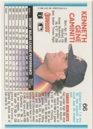 1992 Donruss Kenneth Gene Caminiti Baseball Card #66