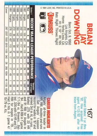 1992 Donruss Brian Jay Downing Baseball Card #167