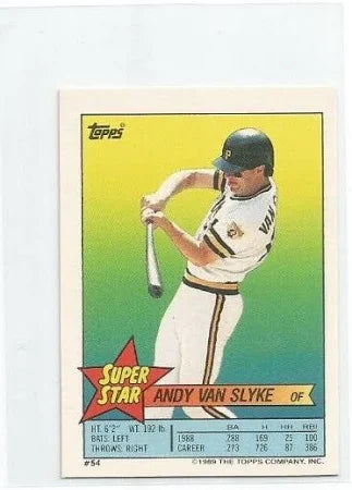 1989 Topps Super Star Sticker Andy Van Slyke Baseball Card #54
