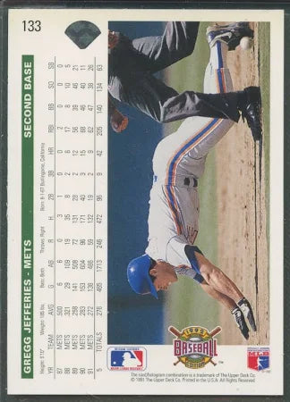 1991 Upper Deck Gregg Jefferies Baseball Card #133