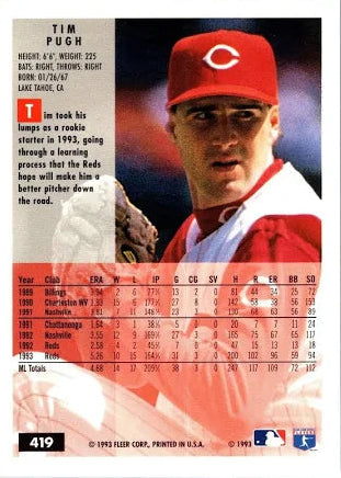 1993 Fleer Tim Pugh Baseball Card #419