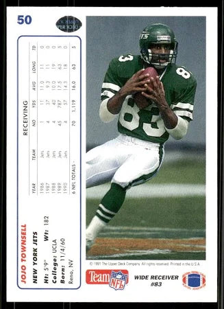1991 Upper Deck Jojo Townsell Football Card #50