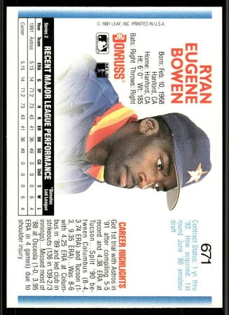 1992 Donruss Ryan Eugene Bowen Baseball Card #671
