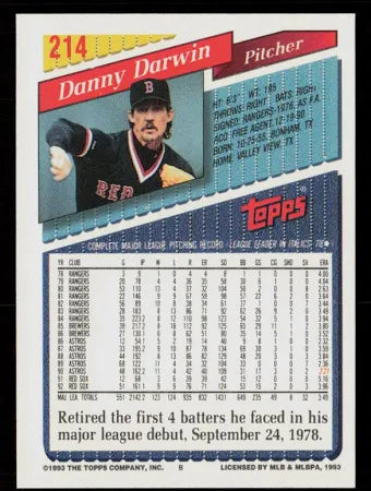 1993 Topps Danny Darwin Baseball Card #214