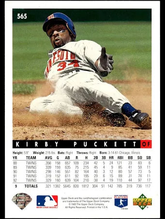 1993 Upper Deck Kirby Puckett Baseball Card #565
