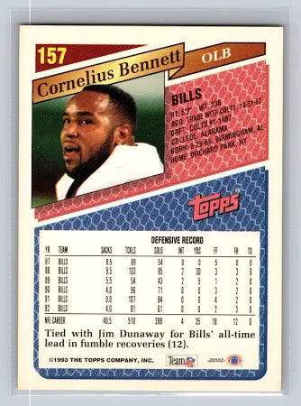 1993 Topps Cornelius Bennett Football Card #157