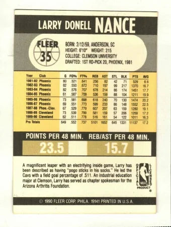 1990 Fleer Larry Donell Basketball Card #35