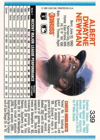 1992 Donruss Albert Dwayne Newman Baseball Card #339
