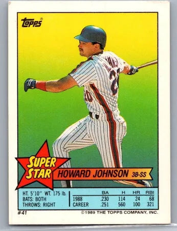 1989 Topps Super Star Sticker Howard Johnson Baseball Card #41