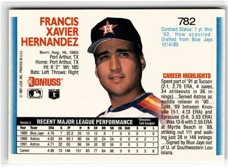 1992 Donruss Francis Xavier Hernandez Baseball Card #782