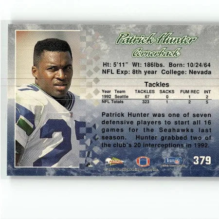 1993 Pacific Patrick Hunter Football Card #379