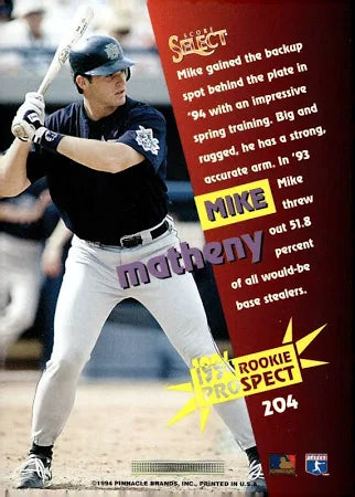 1994 Score Select 1994 Rookie Prospect Mike Matheny Baseball Card #204