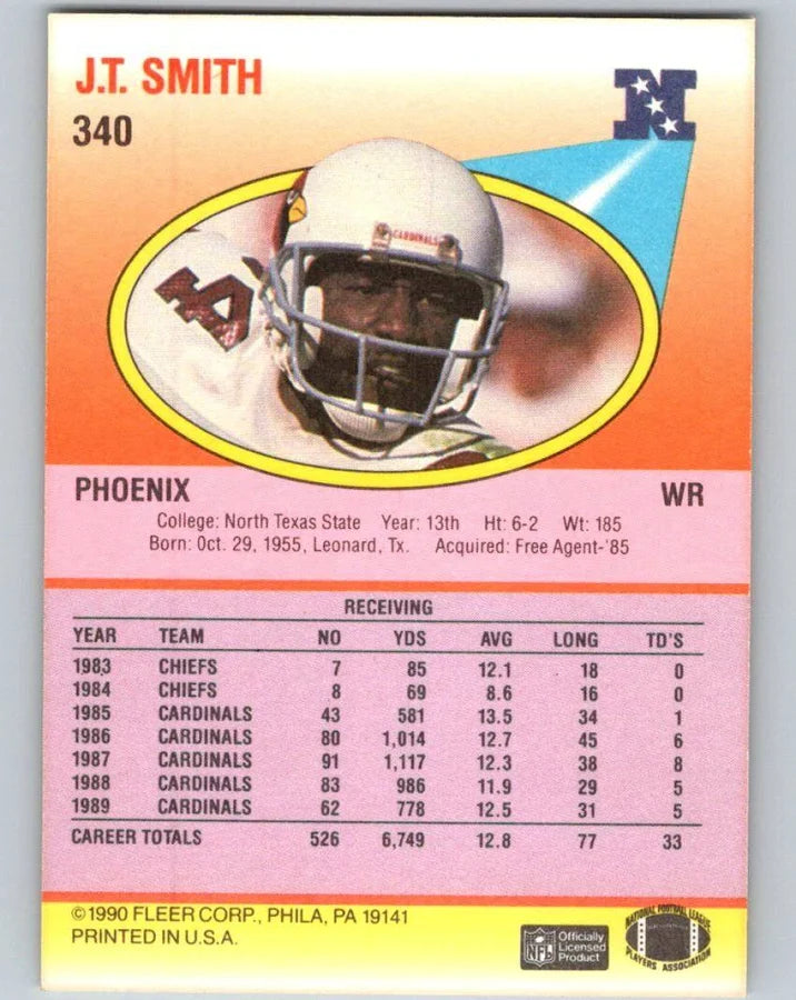 1990 Fleer J.T. Smith Football Card #340