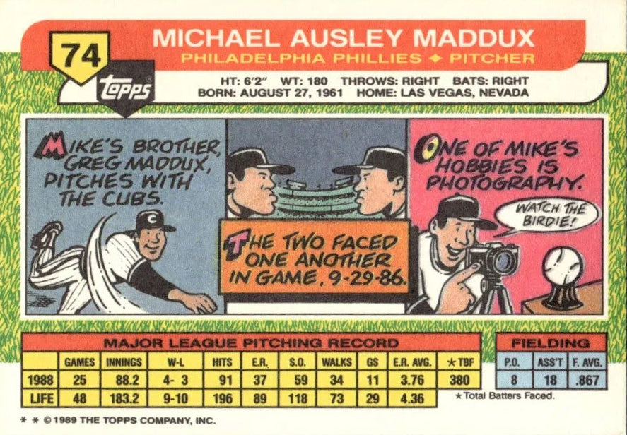 1989 Topps Michael Ausley Maddux Baseball Card #74