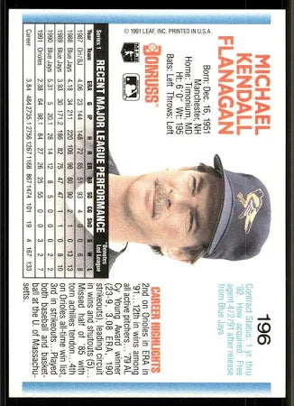 1992 Donruss Michael Kendall Flanagan Baseball Card #196