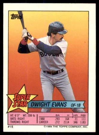 1989 Topps Super Star Dwight Evans Baseball Card #15