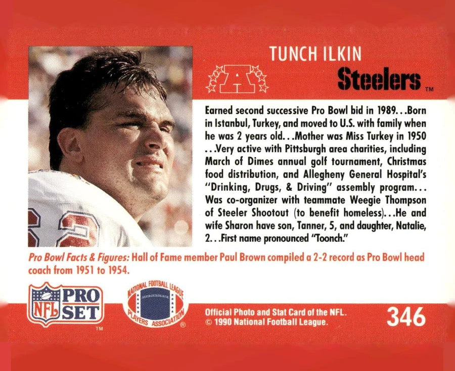 1990 NFL Pro Set Tunch Ilkin Football Card #346