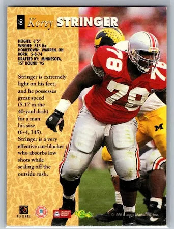 1995 Classic 5 Sport Korey Stringer Football Card #66
