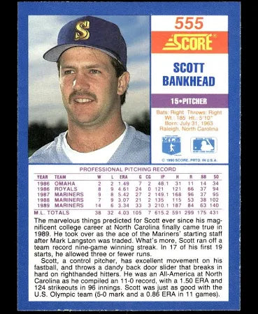 1990 Score Scott Bankhead Baseball Card #555