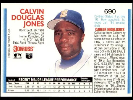 1992 Donruss Calvin Douglas Jones Baseball Card #690
